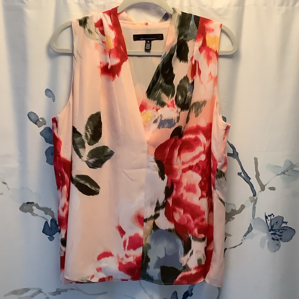WHBM Floral Sleeveless V-Neck Top